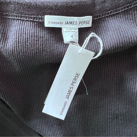 JAMES PERSE V-neck Ribbed Long Dress In Black Size 4 - Picture 7 of 8